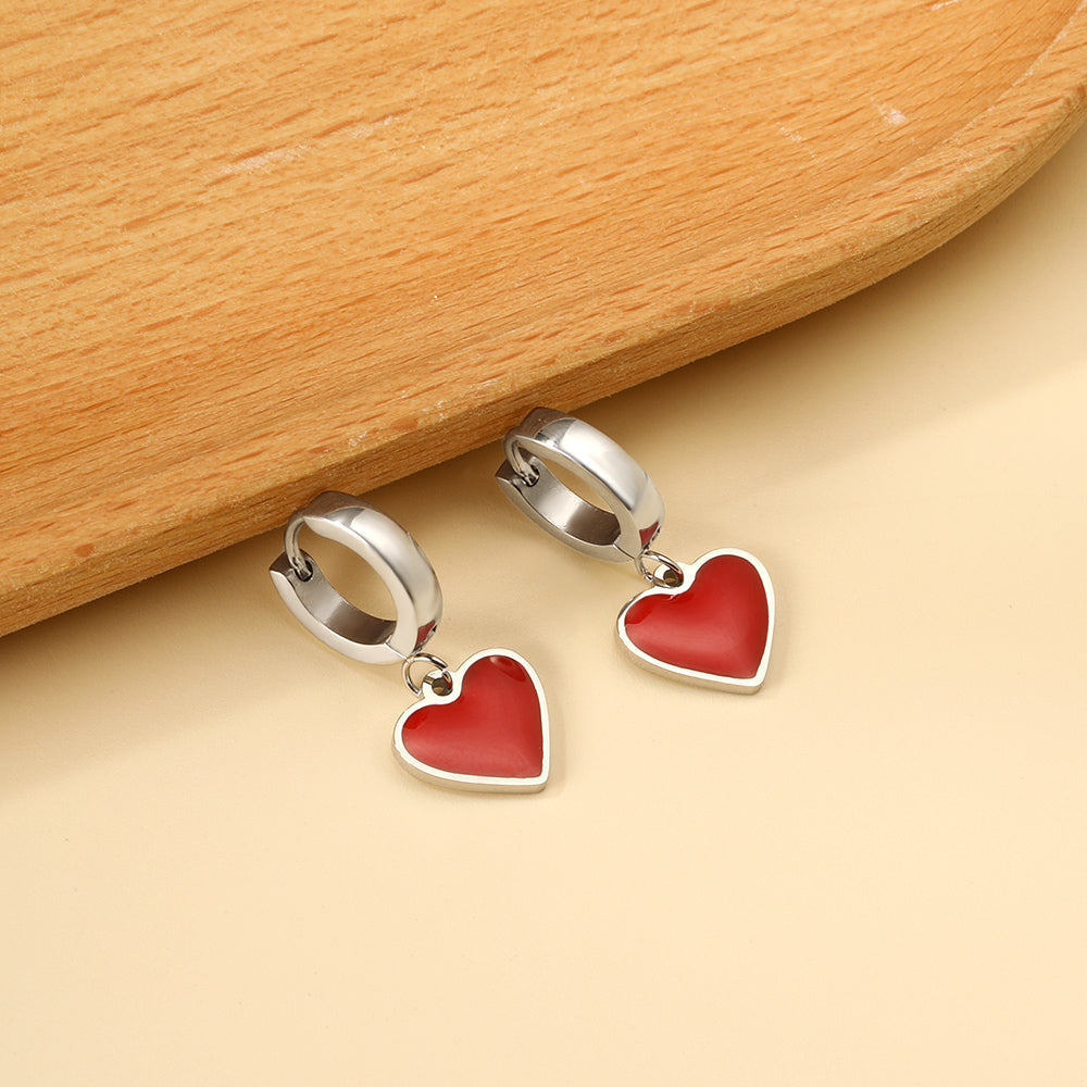 3x12.6mm circle with heart-shaped oil drop earrings asonjewelry