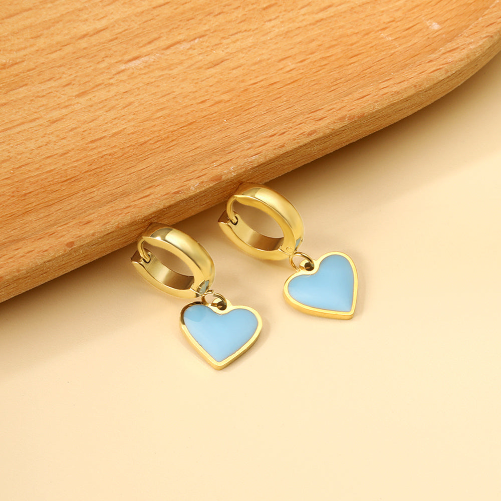 3x12.6mm circle with heart-shaped oil drop earrings asonjewelry