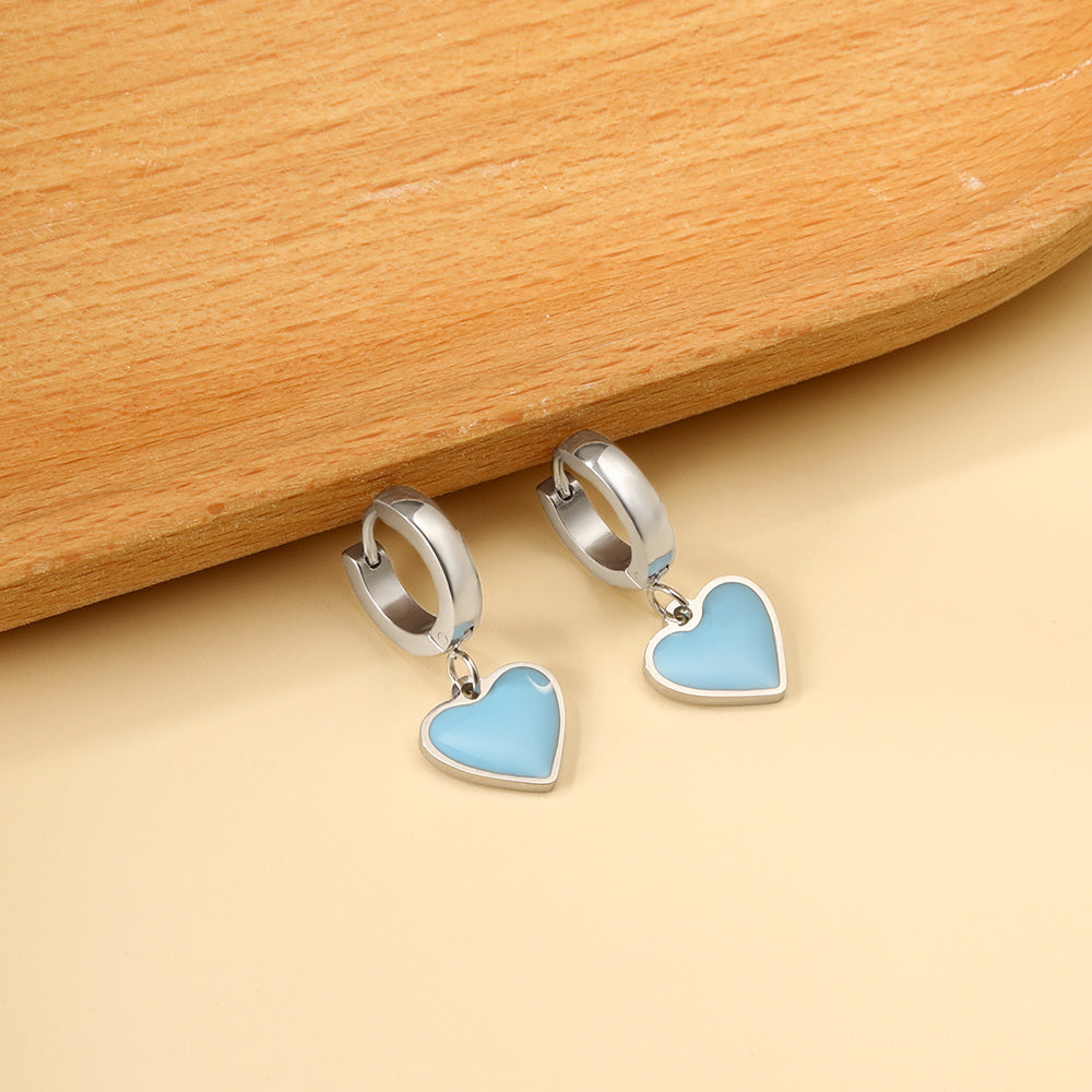 3x12.6mm circle with heart-shaped oil drop earrings asonjewelry