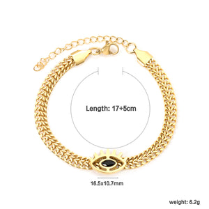 16.5 x 10.7mm Eye Pendant, 5.4mm wide x 17+5cm Bracelet, Gold