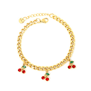 8.6 x 10.3mm cherry accessories 18+3cm + 6mm round tag bracelet, gold