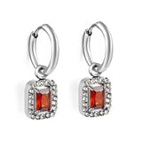 2x13mm circle with rectangular diamond + white diamond hoop earrings
