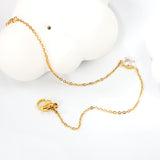 6*4mm oval with white zirconium bracelet 17+3cm+6mm round end tag gold color
