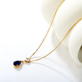 5mm square diamond + 8*11mm green teardrop diamond 0.4ct Angled chain with round pendant Necklace in gold/steel