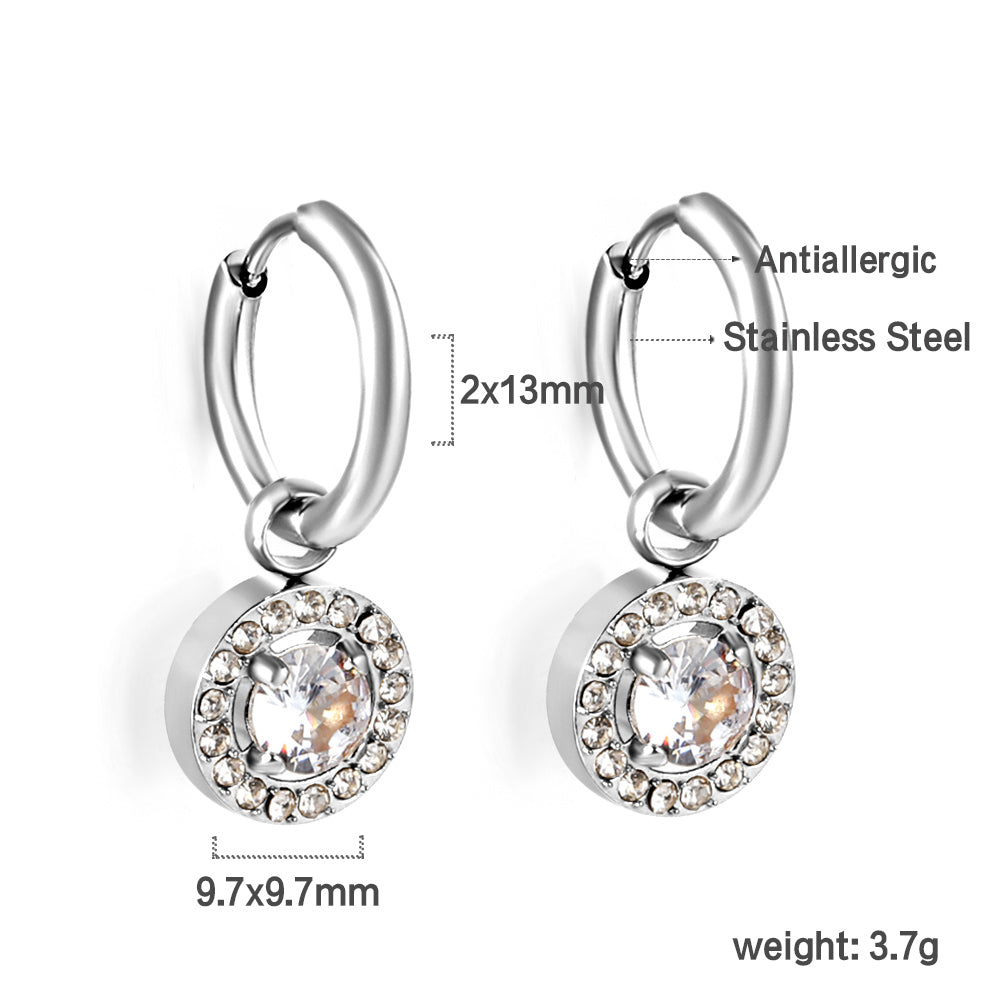 2x13mm circle with round diamond + white diamond hoop earrings asonjewelry