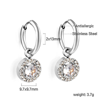 2x13mm circle with round diamond + white diamond hoop earrings asonjewelry