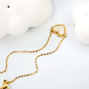 10.7*9.7mm bead edge heart shape with white shells accessories bracelet 17+3cm+6mm round end tag gold color