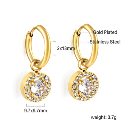 2x13mm circle with round diamond + white diamond hoop earrings asonjewelry