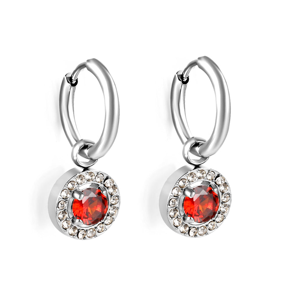 2x13mm circle with round diamond + white diamond hoop earrings asonjewelry