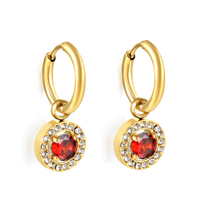 2x13mm circle with round diamond + white diamond hoop earrings asonjewelry