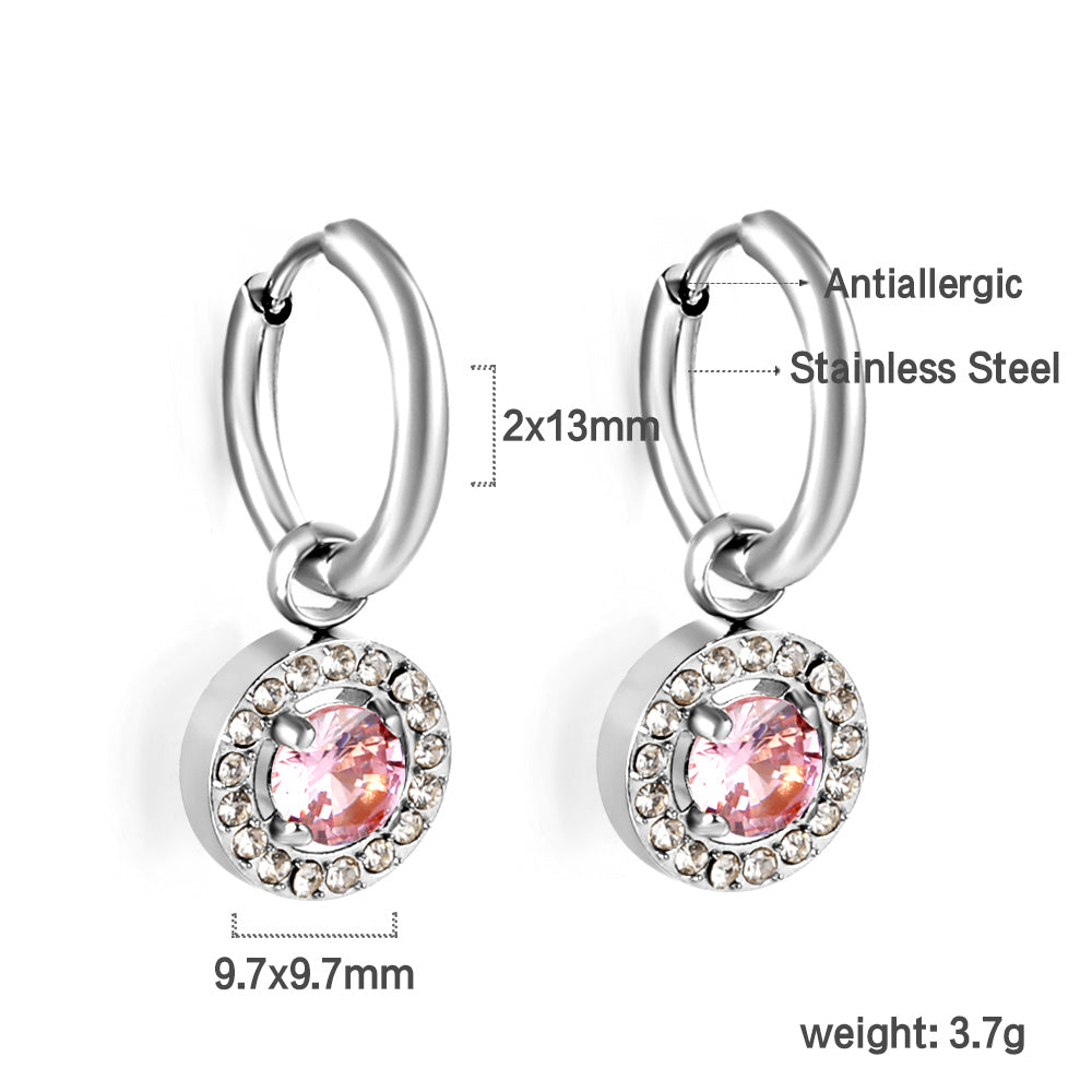 2x13mm circle with round diamond + white diamond hoop earrings asonjewelry