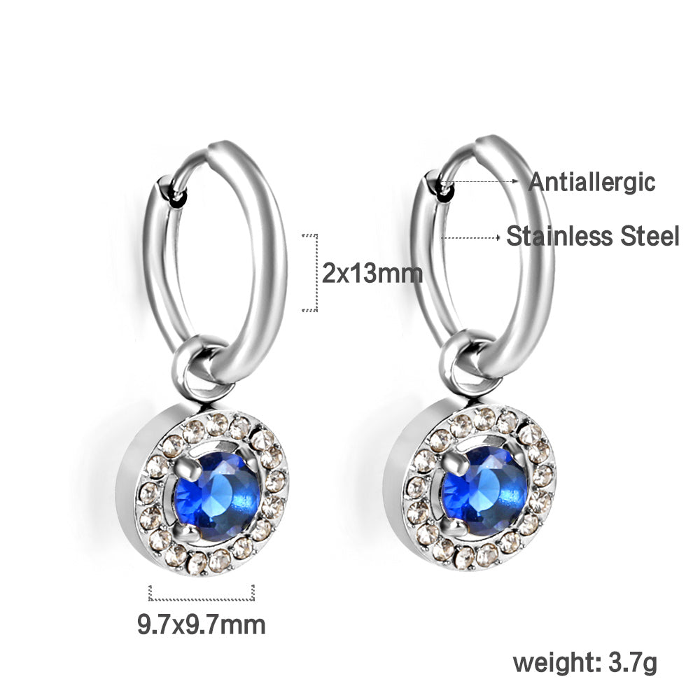 2x13mm circle with round diamond + white diamond hoop earrings asonjewelry