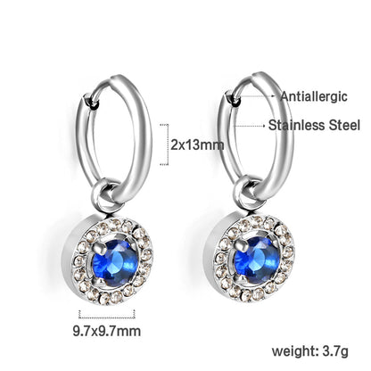 2x13mm circle with round diamond + white diamond hoop earrings asonjewelry