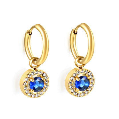 2x13mm circle with round diamond + white diamond hoop earrings asonjewelry