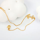 11*15.4mm Anchor CNC White Zirconium Accessories Bracelet 17+3cm+6mm Round End Plaque Gold Color