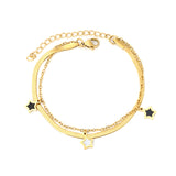 7.2+9mm Star Accessories, 2.6mm Push-Closure Chain 16+0.4cm Cross Chain 16+5cm Double Chain Bracelet, Gold