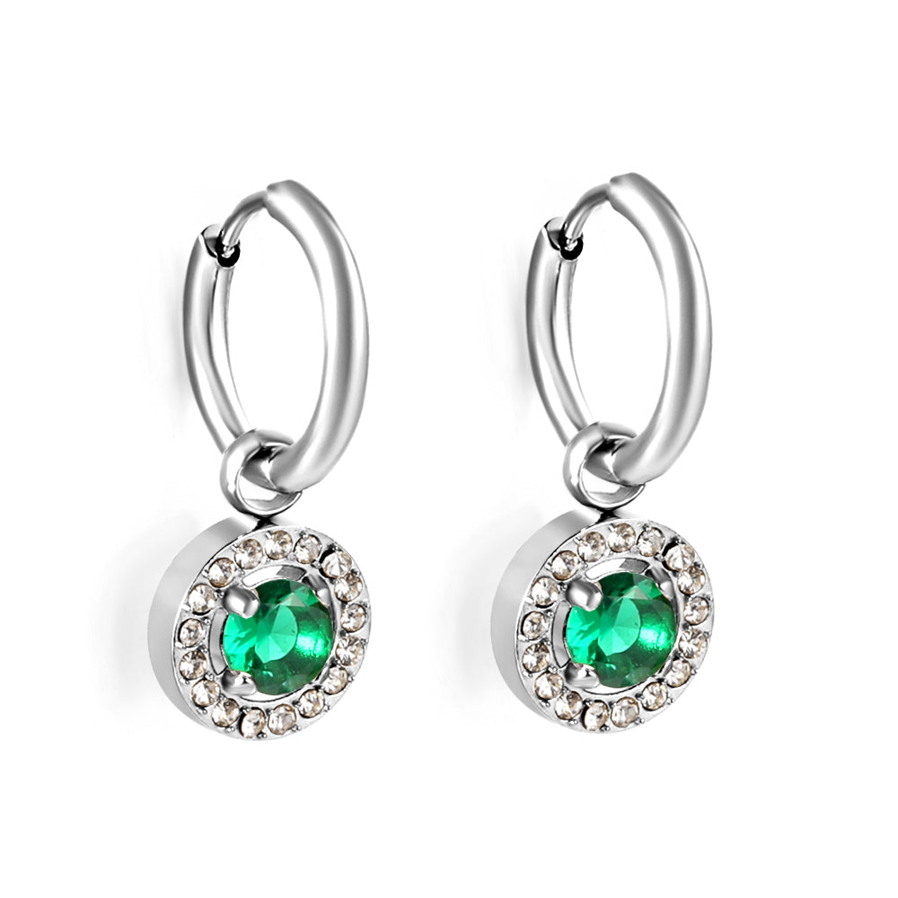 2x13mm circle with round diamond + white diamond hoop earrings asonjewelry