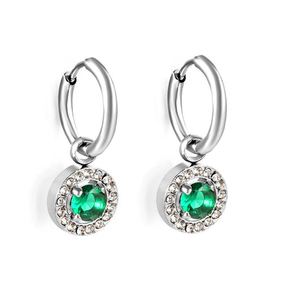 2x13mm circle with round diamond + white diamond hoop earrings asonjewelry