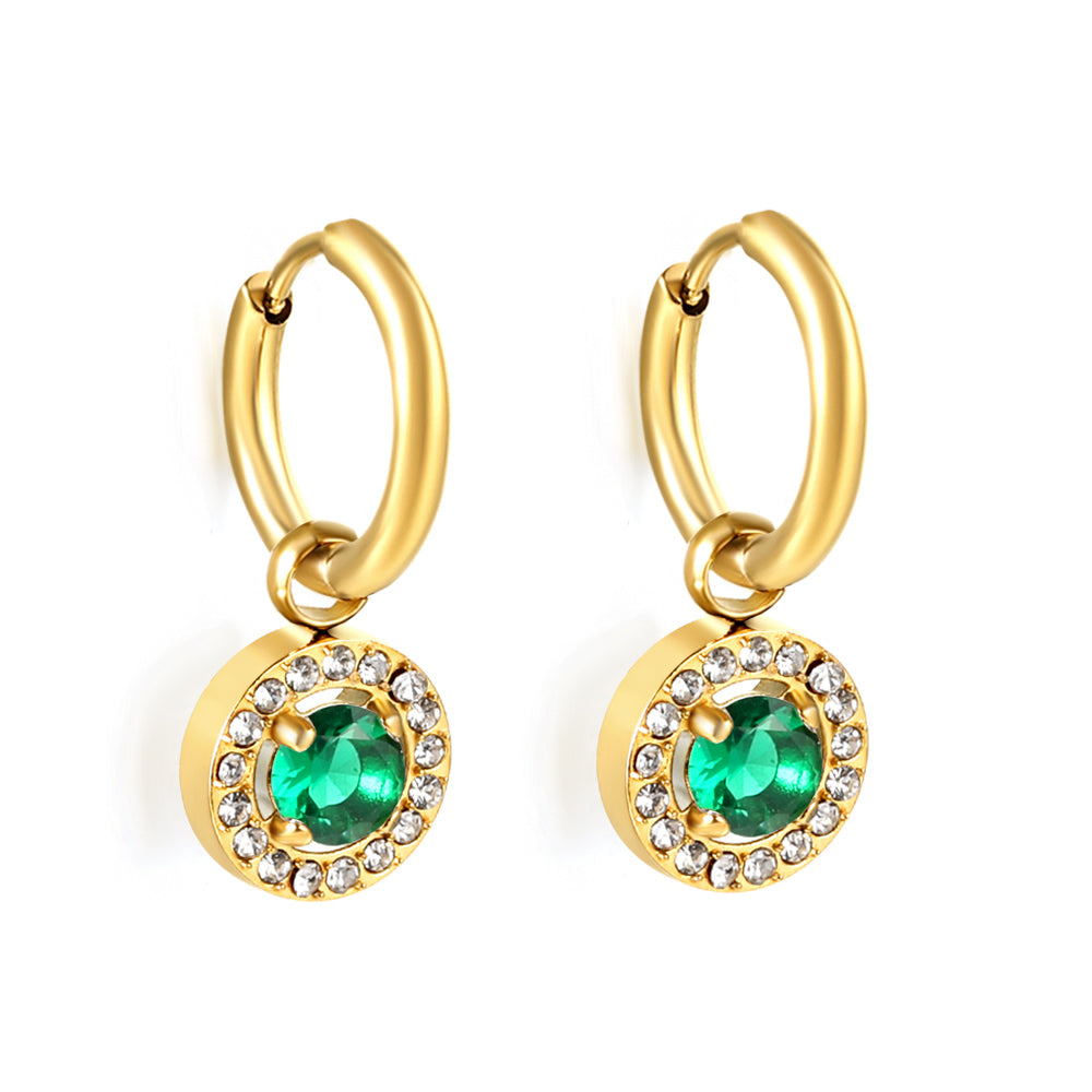 2x13mm circle with round diamond + white diamond hoop earrings asonjewelry