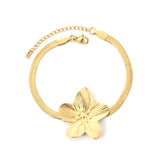 30.2 x 32.4 mm large flower pendant 4 mm snake chain 17 + 5 cm bracelet Steel color/gold color