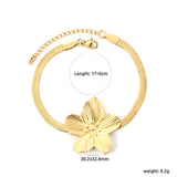 30.2 x 32.4 mm large flower pendant 4 mm snake chain 17 + 5 cm bracelet Steel color/gold color