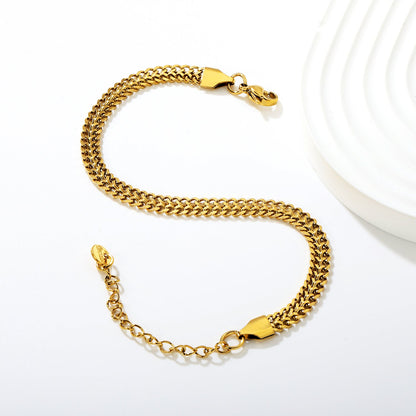 Double-Strand Chain Bracelet 19+5cm Gold asonjewelry