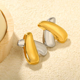 27mm*31mm Two-Tone X-Shaped Stud Earrings, Two-Tone Gold