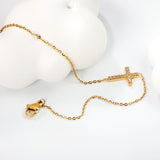 10*15mm Cross CNC White Zirconia Accessories Bracelet 17+3cm+6mm Round End Tag Gold Color