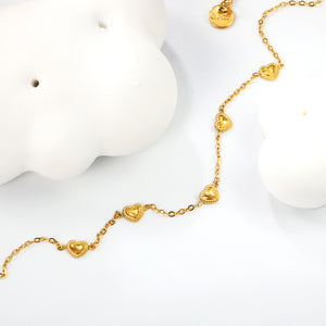 5*4.3mm bead edge peach heart accessories(1.5cm interval)17+3cm+6mm round end tags gold color