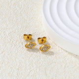 8.2*5mm leaf shaped earrings with white diamonds Gold color