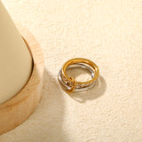 Height 6.5mm Double Ring with Diamonds Ring Gold/Two-Tone Gold