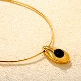 21*39mm Irregular Teardrop Black Acrylic Pendant 2.0 Spring Round Tag Necklace Gold