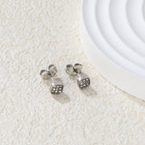 5mm Geometric plain pin earrings with white diamonds steel color/golden color