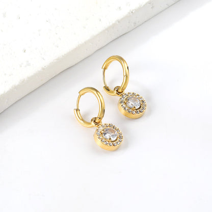 2x13mm circle with round diamond + white diamond hoop earrings asonjewelry