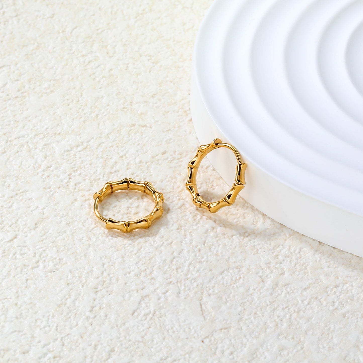 14*13.4mm glossy bamboo earrings gold color asonjewelry