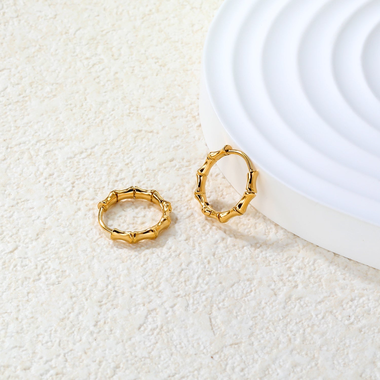 14*13.4mm glossy bamboo earrings gold color asonjewelry