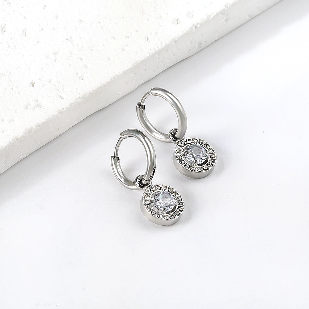 2x13mm circle with round diamond + white diamond hoop earrings asonjewelry