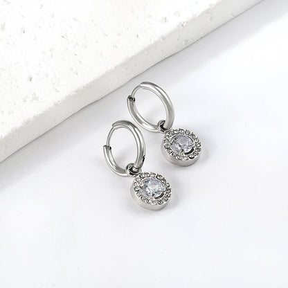 2x13mm circle with round diamond + white diamond hoop earrings asonjewelry
