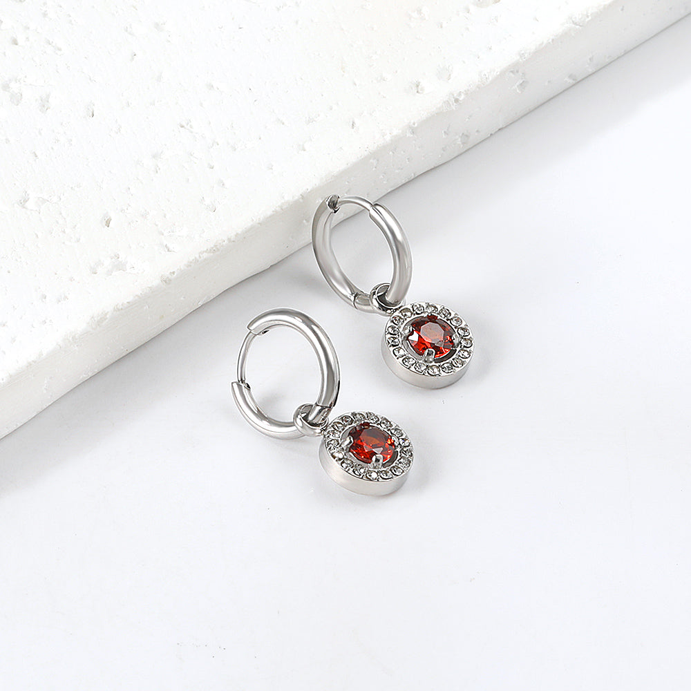 2x13mm circle with round diamond + white diamond hoop earrings asonjewelry