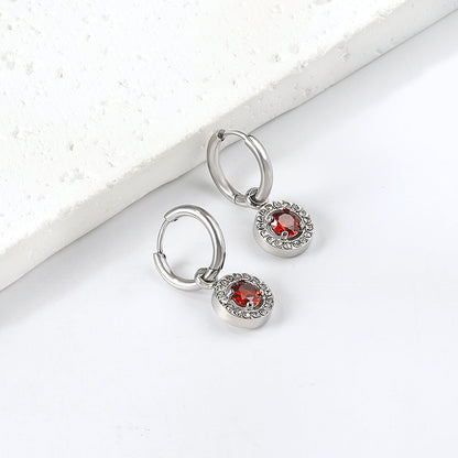 2x13mm circle with round diamond + white diamond hoop earrings asonjewelry