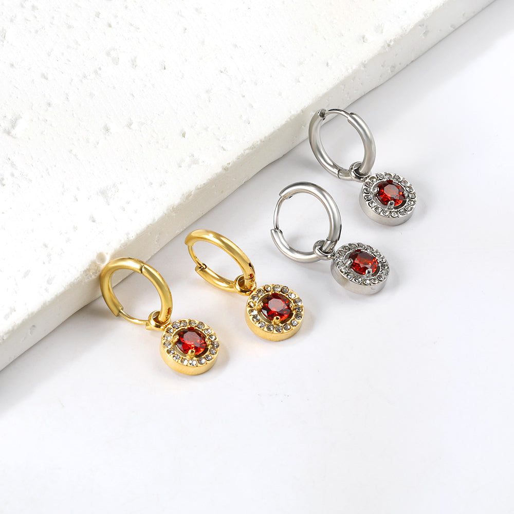 2x13mm circle with round diamond + white diamond hoop earrings asonjewelry