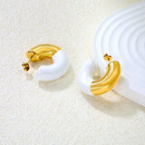 10.3*31.2mm C-shaped earrings with white/black/red oil drops Gold color