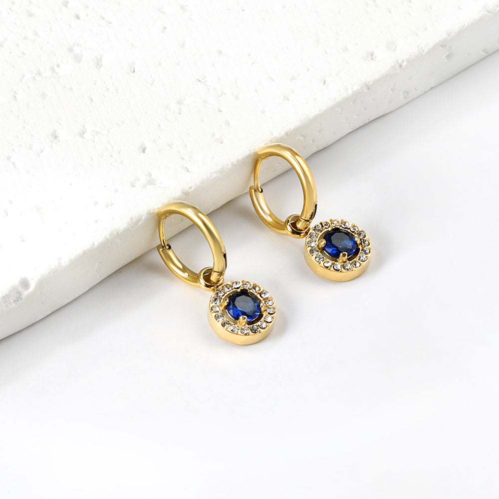 2x13mm circle with round diamond + white diamond hoop earrings asonjewelry