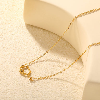 20*11.3mm Openwork Tennis Racket Accessory 0.4mm Cross Chain Round Tassel Pendant Necklace Gold asonjewelry