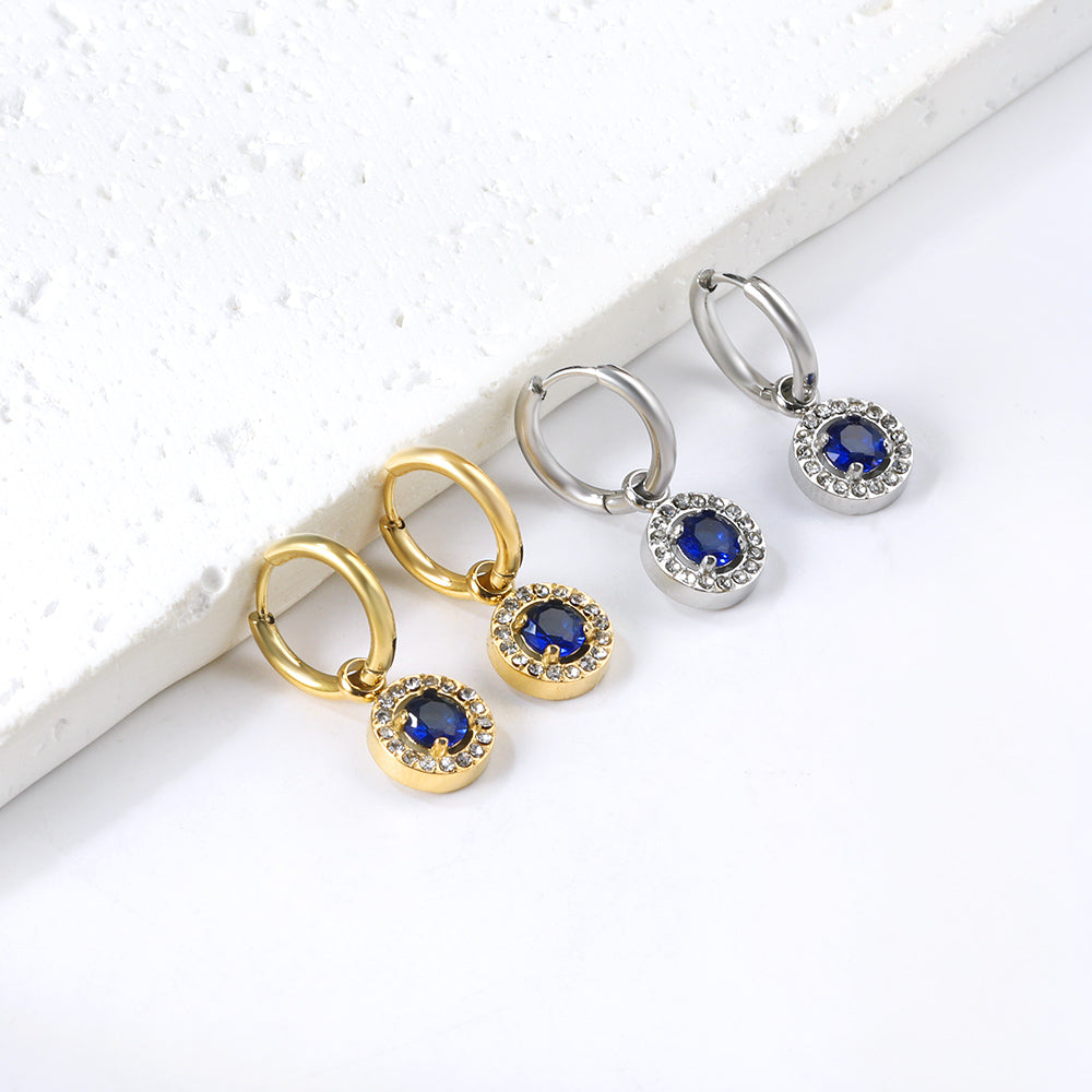 2x13mm circle with round diamond + white diamond hoop earrings asonjewelry