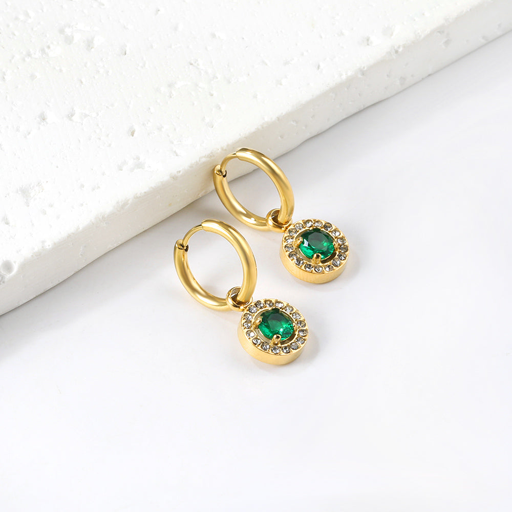 2x13mm circle with round diamond + white diamond hoop earrings asonjewelry