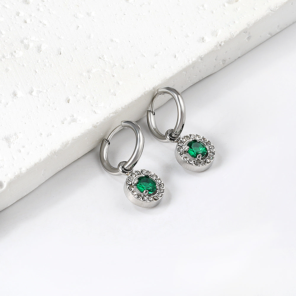 2x13mm circle with round diamond + white diamond hoop earrings asonjewelry