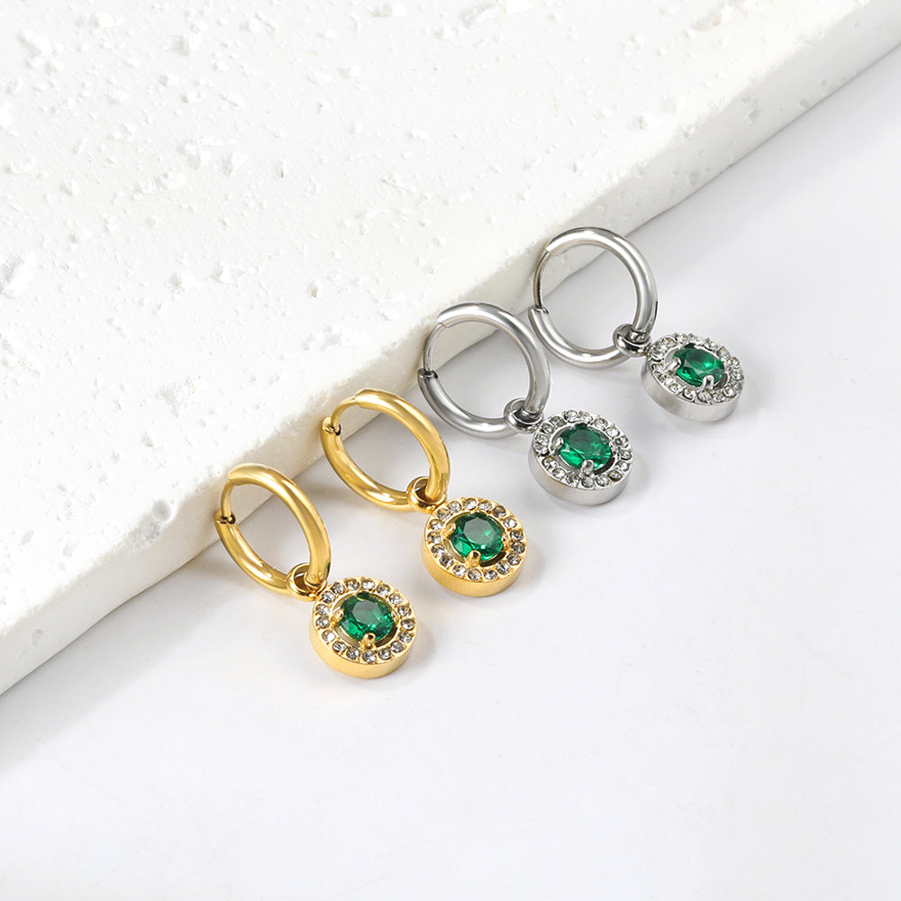 2x13mm circle with round diamond + white diamond hoop earrings asonjewelry