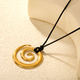 38*37mm Openwork Threaded 2.0mm Wax Cord 60cm Sweater Chain Necklace Gold