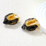 25.6*29.7mm irregular V-shaped white/transparent black/amber resin ear clips gold color